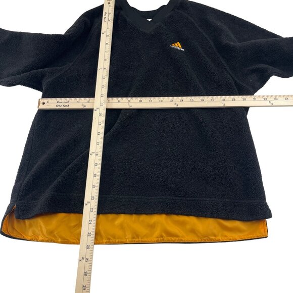 Adidas V Neck Black Fleece Pullover Sweater Men's size Large orange - Picture 2 of 5